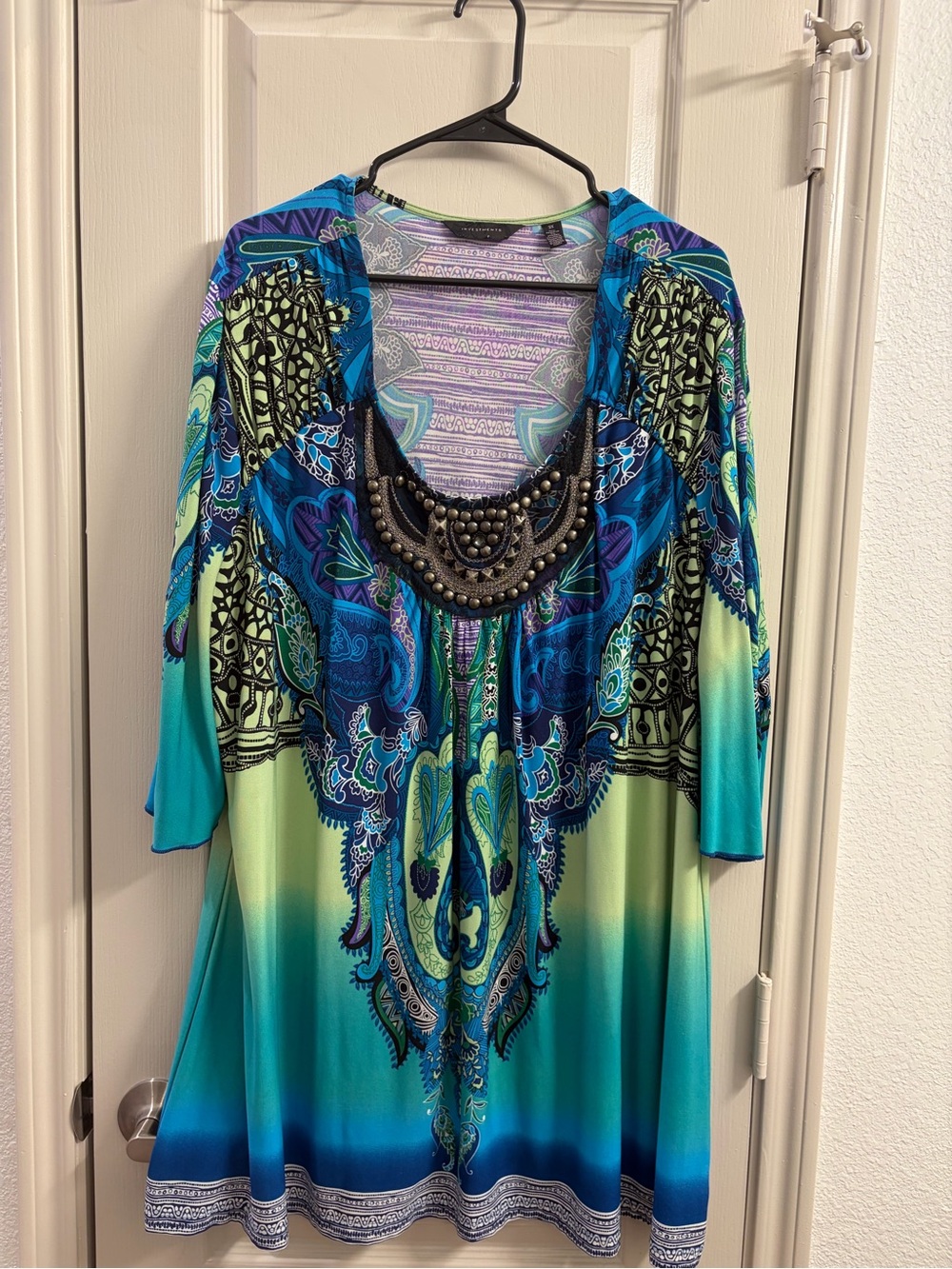 Investments Blue Green Embellished Paisley Tunic